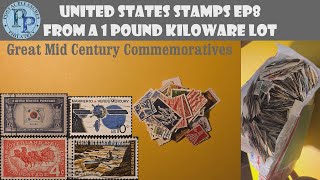 US Stamps Ep8  1LB Kiloware Lot Great Mid Century Commemoratives Collectable United States Stamps [upl. by Aurilia]