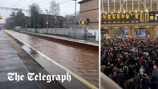 Storm Gerrit Rail passengers left stranded across the UK as severe weather sees services halt [upl. by Dray]