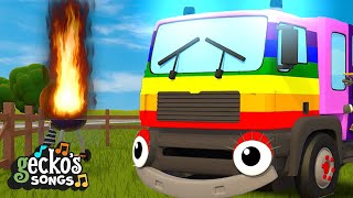 Rainbow Fire Truck To The Rescue｜Geckos Garage｜Childrens Music｜Trucks For Kids｜Geckos Songs [upl. by Millan]