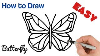 How to Draw a Butterfly easy step by step [upl. by Llednek]