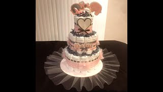 Pink and gray diaper cake [upl. by Annamaria]