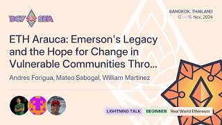 ETH Arauca Emersons Legacy and the Hope for Change in Vulnerable Communities Through Ethereum [upl. by Schechter667]