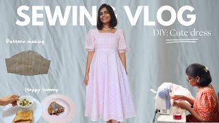 Sewing vlog  diy circle dress with puff sleeves [upl. by Ezri]