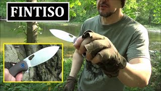 New Brand Fintiso Cobra Folding Knife 54 Review  Button Lock 14C28N Leaf Shape Blade [upl. by Ansev997]