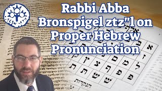 Rabbi Abba Bronspigel ztzquotl on Proper Hebrew Pronunciation [upl. by Rehpotsihc879]