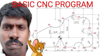 basic cnc program tamil G01 G02 G03 G00 m03 m06 M30 [upl. by Attiuqahs]