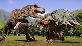 BUMPY VS REXY STEGOSAURUS RAPTOR SQUAD BLUE ECHO CHARLIE DELTA  Jurassic World Evolution 2 [upl. by Ijnek627]