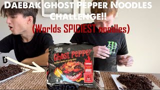 World’s SPICIEST Noodles CHALLENGE  Daebak Ghost Pepper Noodles Challenge [upl. by Nrol]