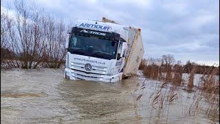 Welney Wash Dangerous Deep Flooding Destroys HGV Truck And Aftermath Of Storm Henk [upl. by Queenie791]