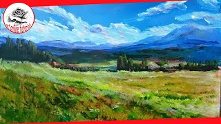 How to Paint a Landscape with acrylics step by step SUBTITLED [upl. by Nysa289]