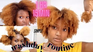 Simple natural hair wash day routine  Type 4 curly hair wash day [upl. by Aihsekram587]