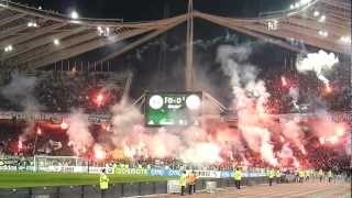 Panathinaikos  Olympiakos great atmosphere amp pyroshow  Gate 13 18032012 HD [upl. by Zelazny457]