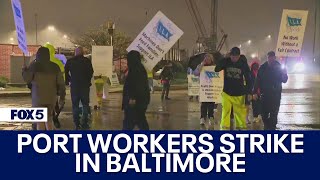 PORT WORKERS STRIKE IN BALTIMORE [upl. by Dowzall495]