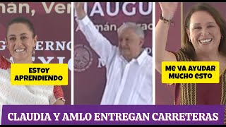 AMLO Y CLAUDIA RECONSTRUCCIÓN Y AMPLIACIÓN CARRETERAS VERACRUZ Y OAXACA [upl. by Eillo]