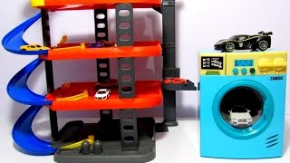 Toy Washing Machine Zanussi HTI and Parking Toy Cars Surprise Eggs [upl. by Sakram]