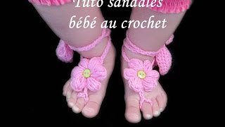 TUTO CROCHET SANDALES BIJOUX DE PIEDS BEBE FLEURS AU CROCHET FACILE EASY CROCHET BABY SANDAL [upl. by Itram]