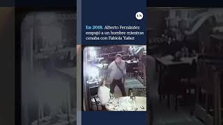 Archivo del 2018 Alberto Fernández empujó a un hombre mientas cenaba con Fabiola Yáñez [upl. by Alphonse159]