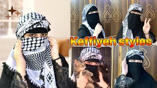 How to wear keffiyeh on hijabniqab✨ shemagh tutorials in different styles😍Arabic scarf styles [upl. by Engedus530]