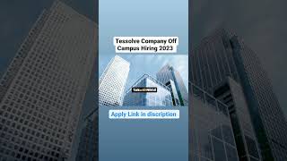 Tessolve Company Off Campus Hiring 2023  Fresher Eligible [upl. by Akeyla]