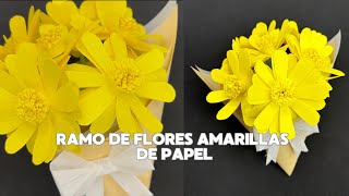 como hacer RAMO DE FLORES AMARILLAS de papel  Flores amarillas para el 21 de septiembre [upl. by Ecienahs]