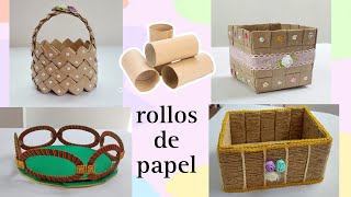 4 increíbles ideas de canastas con rollos de papel fabulosa idea de reciclaje ❤️ [upl. by Naik595]