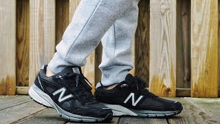 New Balance 990v4 quotBlackSilverquot ON FEET [upl. by Kcirded]