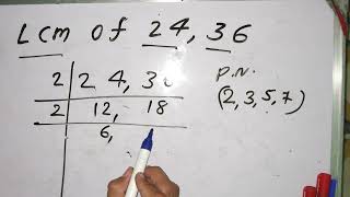 Lcm of 24 amp 36  lcm hcf Division method  Question  maths  Hindi  Surendra khilery [upl. by Greenburg]