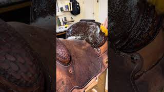 Oiling a neglected saddle leatherwork customleather leather saddle leathercraft [upl. by Nico]