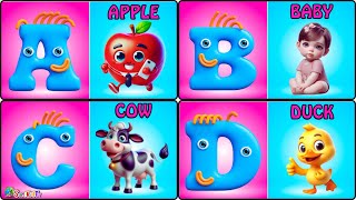 Phonic Song Toddler Learning Video Songs A for Apple Nursery Rhymes and Songs for Children abcd [upl. by Trinette16]