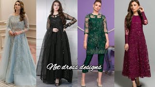 Net dress designs  Embroidery net dress designs for wedding and parties wear  Net fabric dresses [upl. by Osrit]