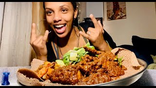 INJERA ERITREAN FOOD MUKBANG ðŸ—ðŸ—ðŸ¥‘ðŸ¥•ðŸ¥”ðŸŒ¶ðŸ—ðŸ— DORHO chicken stew [upl. by Ringler382]