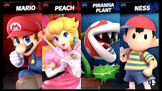 Mario and Peach VS Piranha Plant and Ness LV 9 CPU Battle Super Smash Bros Ultimate [upl. by Eudosia221]