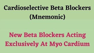 Cardioselective Beta Blockers Mnemonic [upl. by Nasia]