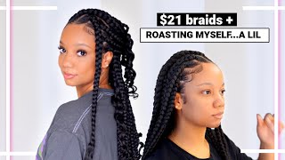 21 Knotless Box Braids  Best Amazon Braiding Hair  Roasting Myself [upl. by Nylrak]