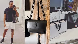 VLOG MY NEW YSL MEDIUM SUNSET BAG  5K NEIMAN MARCUS HAUL  SPEND A WEEKEND WITH ME JUSTINSTEELO [upl. by Ynned107]