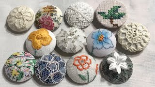 DIY easy no kit fabric covered buttons tutorial  vintage style roxysjournalofstitchery [upl. by Enihsnus619]