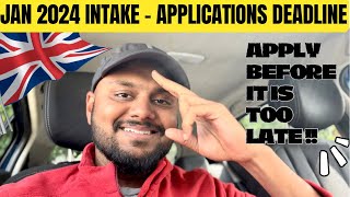 Applications Deadline for Jan 2024 Intake UK  Tamil [upl. by Rama]