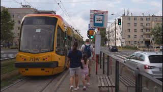 Poland Warsaw tram 17 ride from Plac Grunwaldzki to Ks Popiełuszki [upl. by Ileana999]