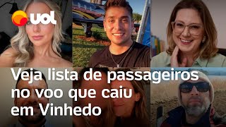 Avião que caiu em Vinhedo Veja lista de passageiros no voo da Voepass ninguém sobreviveu [upl. by Nnaarual]