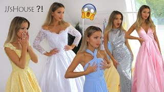 JJSHOUSE REVIEW PROM amp WEDDING DRESS TRY ON  OMG [upl. by Nallek959]