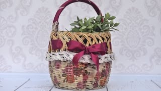 Decoupage tutorial  how to decorate wicker basket  DIY tutorial By Catherine [upl. by Naelopan]