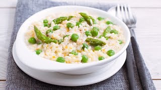 Recette  Risotto aux petits pois et aux asperges vertes [upl. by Elacsap530]