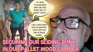 Securing Our Camper Sliding Bunk Bed palletwoodcamper [upl. by Gaspard]