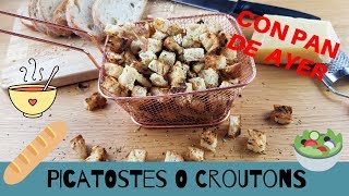 PICATOSTES o CROUTONS receta de APROVECHAMIENTO del pan del dia anterior [upl. by Ellerud]