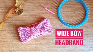 How to Loom Knit a Wide Bow Turban Headband DIY Tutorial [upl. by Tandy]