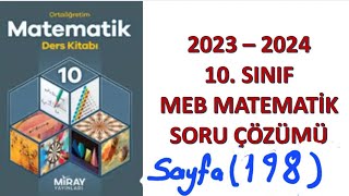 10sınıf MEBMatematik sayfa 198 Konu Değerlendirme Soruları Miray yayınları [upl. by Nylzzaj144]