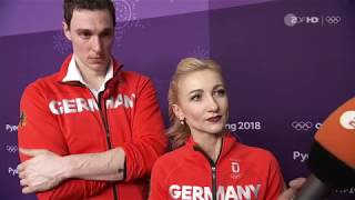 2018 Olympics Interview Aliona Savchenko amp Massot after SP ZDF [upl. by Ennagroeg]