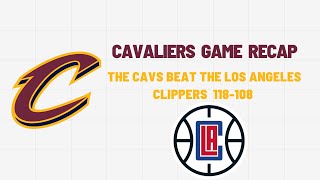 MOBLEY RETURNS AND THE CAVS WIN AGAIN CLEVELAND CAVS 11808 OVER LA CLIPPERS [upl. by Busch]