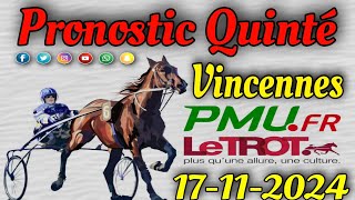 pronostic quinté dimanche 17 november 2024 Vincennes [upl. by Manly]