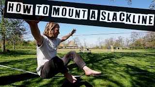 How to mount a slackline Chongo kneedrop sitstart [upl. by Klute]